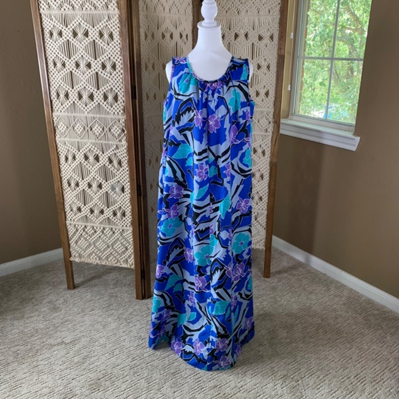 Vintage Hilo Hattie Hawaiian Dress Caftan Mumu Cover Up Large - Picture 3 of 10
